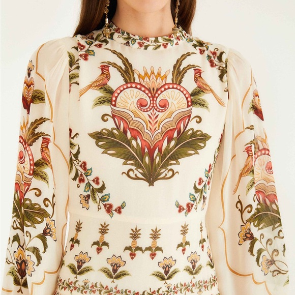 NWT FARM RIO Cream Majestic Hearts Maxi Dress - Picture 3 of 8